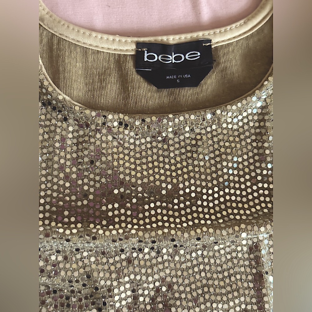 Bebe Gold Sequin Blouse